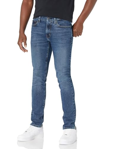 Amazon Essentials Herren Stretchjeans, Skinny-Passform, Vintage Waschung, 28W / 32L von Amazon Essentials