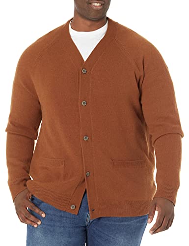 Amazon Essentials Herren Strickjacke Aus Lammwolle Mit V-Ausschnitt Und Taschen (Zuvor Goodthreads), Braun, L von Amazon Essentials