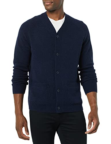 Amazon Essentials Herren Strickjacke Aus Lammwolle Mit V-Ausschnitt Und Taschen (Zuvor Goodthreads), Dunkles Marineblau, XL von Amazon Essentials