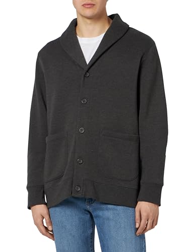 Amazon Essentials Herren Strickjacke aus Fleece mit Langen Ärmeln und Schalkragen, Kohlegrau Meliert, XXL von Amazon Essentials