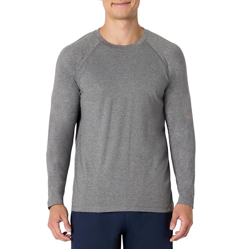 Amazon Essentials Herren Weiches Funktions-Langarm-Trainingsshirt, Grau Space-dye, L von Amazon Essentials