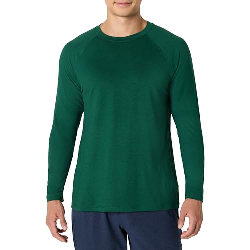 Amazon Essentials Herren Supersoft Funktions-Langarm-Trainingsshirt, Grün Space-dye, S von Amazon Essentials