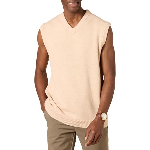 Amazon Essentials Herren Sweatshirt-Weste Aus Lammwolle (Früher Goodthreads), Haferbeige Meliert, L von Amazon Essentials