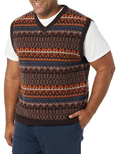 Amazon Essentials Herren Sweatshirt-Weste Aus Lammwolle (Früher Goodthreads), Tiefbraun Norweger, XXL von Amazon Essentials