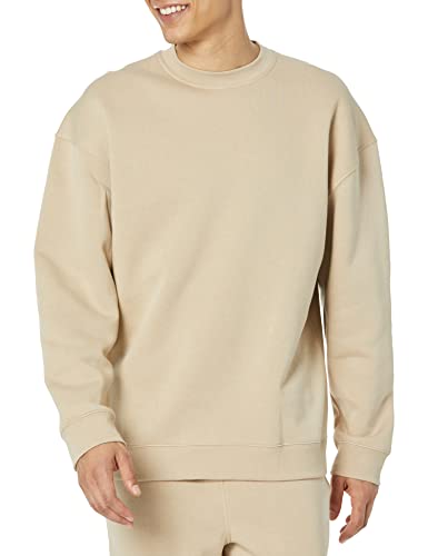 Amazon Essentials Herren Sweatshirt mit Rundhalsausschnitt und übergroßer Passform (erhältlich in Big & Tall), Bräunen, S von Amazon Essentials