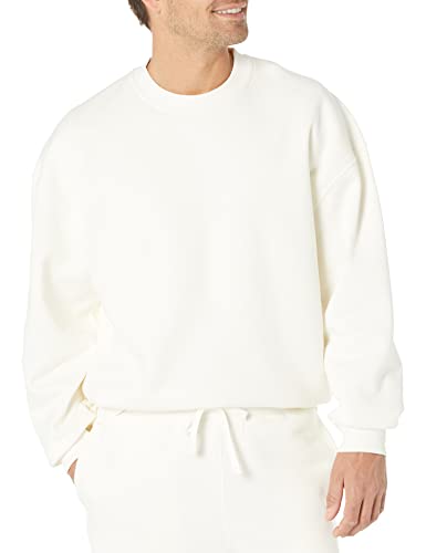 Amazon Essentials Herren Sweatshirt mit Rundhalsausschnitt und übergroßer Passform (erhältlich in Big & Tall), Eierschalenweiß, M von Amazon Essentials