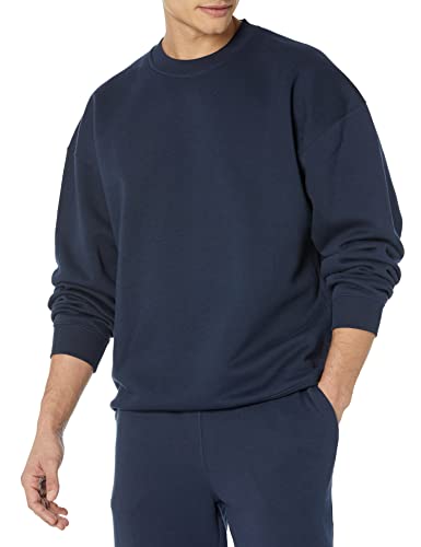 Amazon Essentials Herren Sweatshirt mit Rundhalsausschnitt und übergroßer Passform (erhältlich in Big & Tall), Marineblau, XS von Amazon Essentials