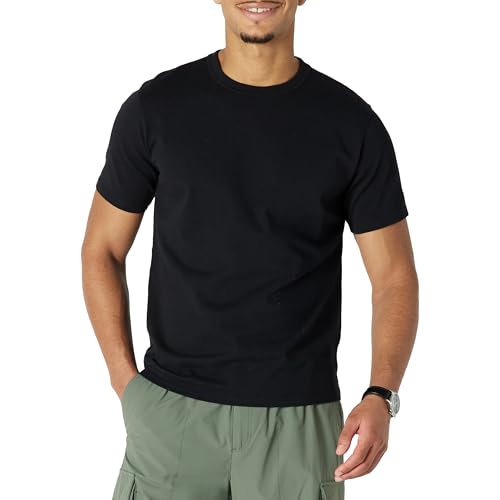 Amazon Essentials Herren T-Shirt Aus Schwerer Baumwolle Mit Lockerer Passform, Schwarz, L von Amazon Essentials