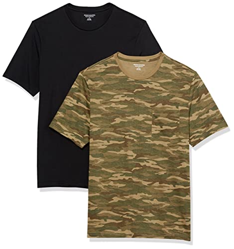 Amazon Essentials Herren T-Shirt mit kurzen Ärmeln, Rundhalsausschnitt und Tasche in normaler Passform, 2er-Pack, Military Muster/Schwarz, M Amazon Essentials Herren T-Shirt mit kurzen Ärmeln, Rundhalsausschnitt und Tasche in normaler Passform, 2er-Pack, Military Muster/Schwarz, M von Amazon Essentials