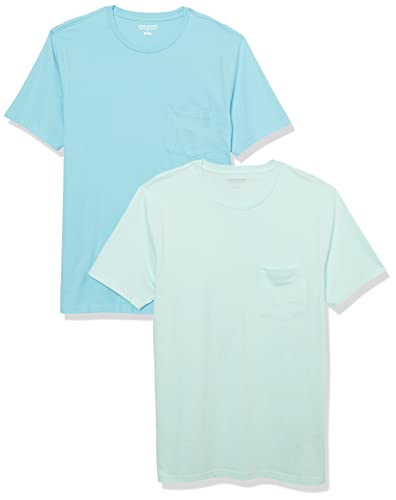 Amazon Essentials Herren T-Shirt mit kurzen Ärmeln, Rundhalsausschnitt und Tasche in schmaler Passform, 2er-Pack, Aquablau/Hellblau, XXL Amazon Essentials Herren T-Shirt mit kurzen Ärmeln, Rundhalsausschnitt und Tasche in schmaler Passform, 2er-Pack, Aquablau/Hellblau, XXL von Amazon Essentials