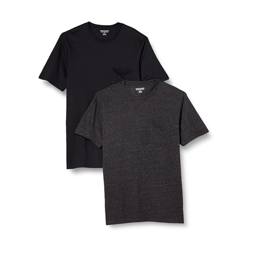 Amazon Essentials Herren T-Shirt mit kurzen Ärmeln, Rundhalsausschnitt und Tasche in schmaler Passform, 2er-Pack, Dunkelgrau Meliert/Schwarz, XL Amazon Essentials Herren T-Shirt mit kurzen Ärmeln, Rundhalsausschnitt und Tasche in schmaler Passform, 2er-Pack, Dunkelgrau Meliert/Schwarz, XL von Amazon Essentials