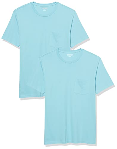Amazon Essentials Herren T-Shirt mit kurzen Ärmeln, Rundhalsausschnitt und Tasche in schmaler Passform, 2er-Pack, Hellblau, XXL Amazon Essentials Herren T-Shirt mit kurzen Ärmeln, Rundhalsausschnitt und Tasche in schmaler Passform, 2er-Pack, Hellblau, XXL von Amazon Essentials
