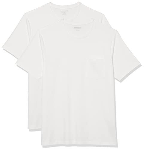 Amazon Essentials Herren T-Shirt mit kurzen Ärmeln, Rundhalsausschnitt und Tasche in schmaler Passform, 2er-Pack, Weiß, M Amazon Essentials Herren T-Shirt mit kurzen Ärmeln, Rundhalsausschnitt und Tasche in schmaler Passform, 2er-Pack, Weiß, M von Amazon Essentials