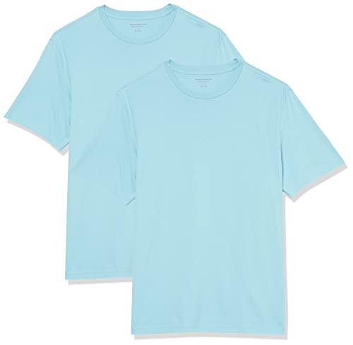 Amazon Essentials Herren T-Shirt mit kurzen Ärmeln und Rundhalsausschnitt in normaler Passform, 2er-Pack, Hellblau, XL von Amazon Essentials