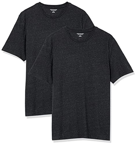 Amazon Essentials Herren T-Shirt mit kurzen Ärmeln und Rundhalsausschnitt in normaler Passform, 2er-Pack, Dunkelgrau Meliert, S von Amazon Essentials