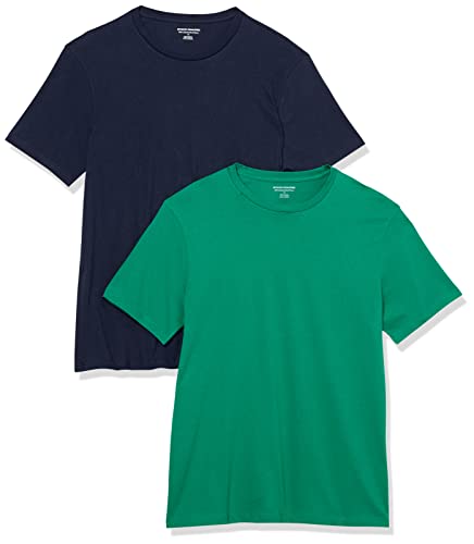 Amazon Essentials Herren T-Shirt mit kurzen Ärmeln und Rundhalsausschnitt in schmaler Passform, 2er-Pack, Grün/Marineblau, M Amazon Essentials Herren T-Shirt mit kurzen Ärmeln und Rundhalsausschnitt in schmaler Passform, 2er-Pack, Grün/Marineblau, M von Amazon Essentials