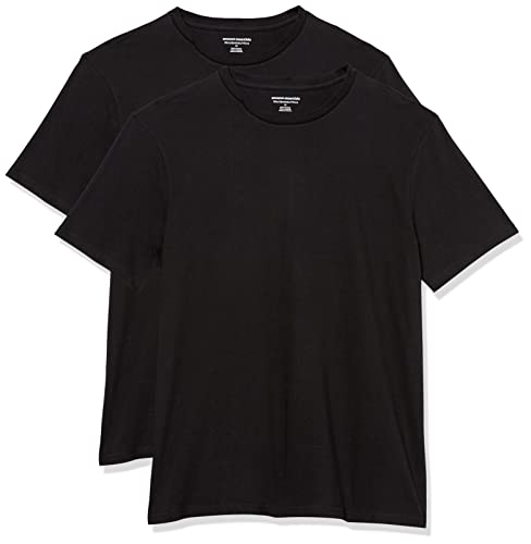 Amazon Essentials Herren T-Shirt mit kurzen Ärmeln und Rundhalsausschnitt in schmaler Passform, 2er-Pack, Schwarz, L von Amazon Essentials