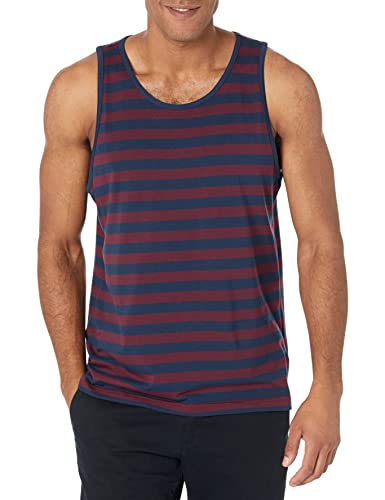 Amazon Essentials Herren Tanktop, Normale Passform, Burgunderrot Marineblau Streifen, XXL von Amazon Essentials