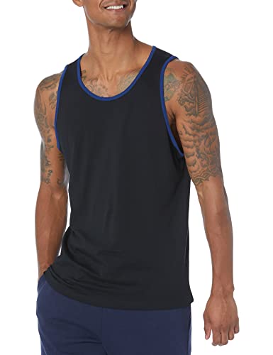 Amazon Essentials Herren Tanktop, Normale Passform, Schwarz/Blau, L von Amazon Essentials