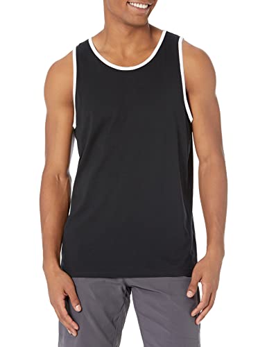 Amazon Essentials Herren Tanktop, Normale Passform, Schwarz/Weiß, L von Amazon Essentials