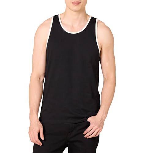 Amazon Essentials Herren Tanktop, Schmale Passform, Schwarz/Weiß, M von Amazon Essentials