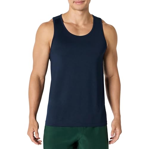 Amazon Essentials Herren Tanktop-T-Shirt Tech-Stretch, Marineblau, XL von Amazon Essentials