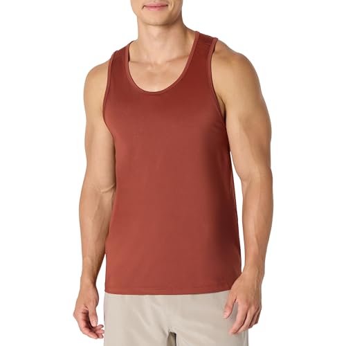 Amazon Essentials Herren Tanktop-T-Shirt Tech-Stretch, Sattes Kastanienbraun, L von Amazon Essentials