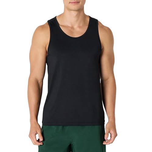 Amazon Essentials Herren Tanktop-T-Shirt Tech-Stretch, Schwarz, L von Amazon Essentials