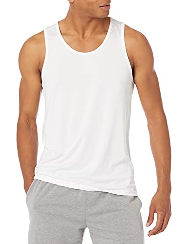 Amazon Essentials Herren Tanktop-T-Shirt Tech-Stretch, Weiß, XS von Amazon Essentials