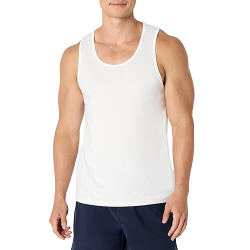 Amazon Essentials Herren Tanktop-T-Shirt Tech-Stretch, Weiß, XS von Amazon Essentials