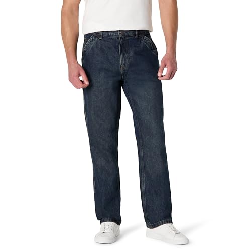 Amazon Essentials Herren Unelastische Arbeits-Jeans mit lockerer Passform, Dunkel Getönt, 36W / 30L von Amazon Essentials