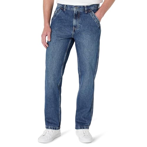 Amazon Essentials Herren Unelastische Relaxed Fit-Zimmermann-Jeans, Arbeitskleidung, Stone Mittlere Waschung, 33W / 32L von Amazon Essentials