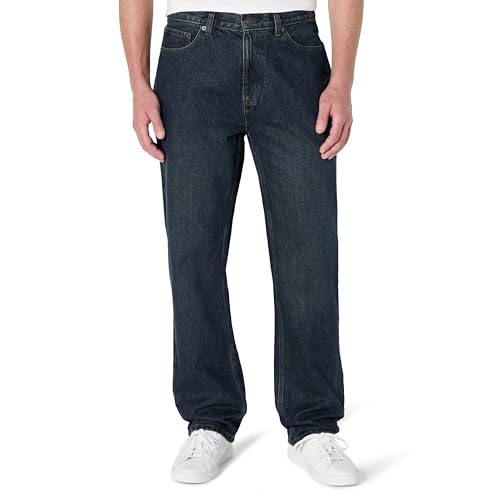 Amazon Essentials Herren Unelastische Relaxed-Fit-Jeans, Dunkel Getönt, 33W / 32L von Amazon Essentials