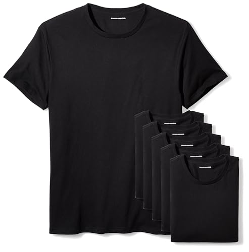 Amazon Essentials Herren Rundhals-Unterhemden aus Baumwolle, vielseitige Soft Basics, 6er-Pack, Black, X-Large von Amazon Essentials