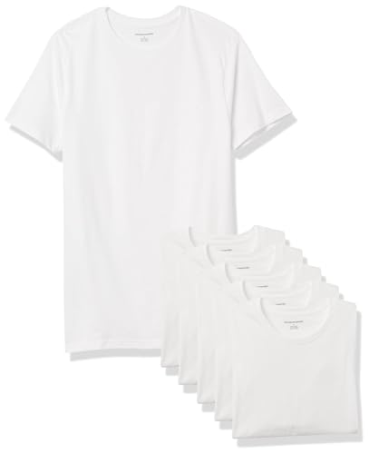 Amazon Essentials Herren Rundhals-T-Shirts Aus Baumwolle, Vielseitige Soft Basics, 6er-Pack, Weiß, M von Amazon Essentials