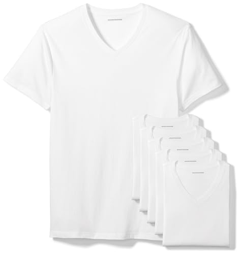 Amazon Essentials Herren Unterhemd mit V-Ausschnitt, 6er-Pack, Weiß, XL von Amazon Essentials