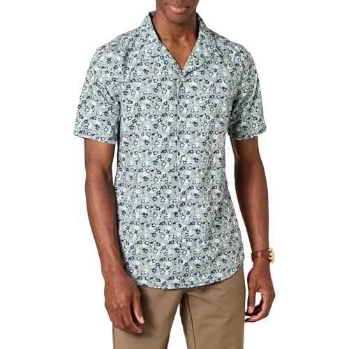 Amazon Essentials Herren Urlaubshemd mit schmaler Passform, Blau Floral, S von Amazon Essentials