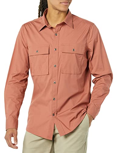Amazon Essentials Herren Utility-Hemd mit Langen Ärmeln, Zwei Taschen und Standard-Passform (Früher Goodthreads), Lehm, XS von Amazon Essentials