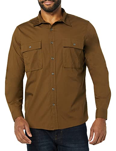Amazon Essentials Herren Utility-Hemd mit Langen Ärmeln, Zwei Taschen und schmaler Passform (Früher Goodthreads), Dunkles Olivgrün, XL von Amazon Essentials