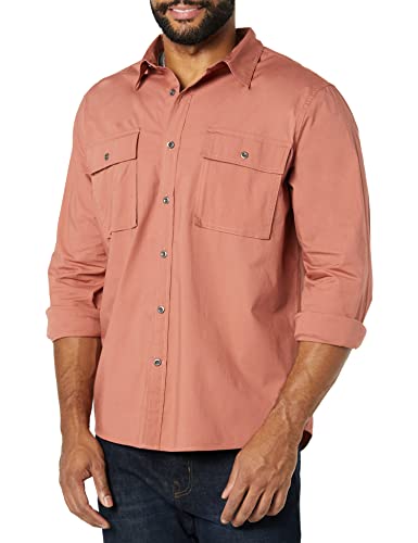 Amazon Essentials Herren Utility-Hemd mit Langen Ärmeln, Zwei Taschen und schmaler Passform (Früher Goodthreads), Lehm, XXL von Amazon Essentials