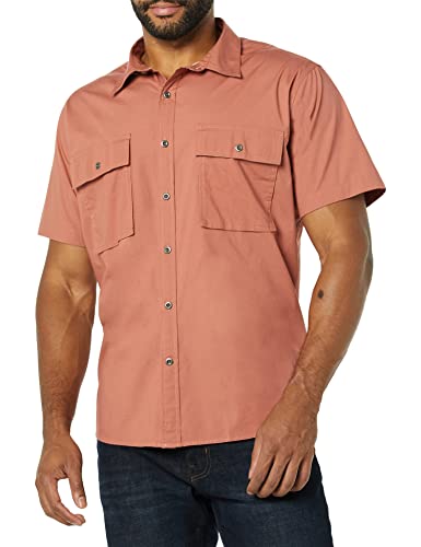 Amazon Essentials Herren Utility-Hemd mit kurzen Ärmeln, Zwei Taschen und Standard-Passform (Früher Goodthreads), Lehm, XL von Amazon Essentials