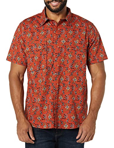 Amazon Essentials Herren Utility-Hemd mit kurzen Ärmeln, Zwei Taschen und Standard-Passform (Früher Goodthreads), Lehm Blumenaufdruck, XL Tall von Amazon Essentials