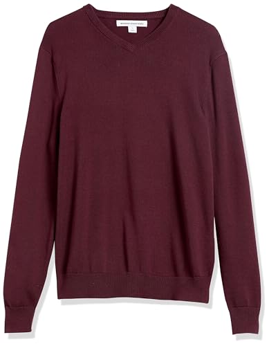 Amazon Essentials Herren Pullover-Pullover Mit V-Ausschnitt (Erhältlich In Groß und Schwer), Burgunderrot, L von Amazon Essentials