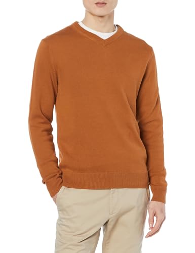 Amazon Essentials Herren Pullover mit V-Ausschnitt (in Übergröße erhältlich), Rostfarben, M von Amazon Essentials