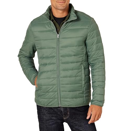 Amazon Essentials Herren Verstaubare, Leichte, Wasserabweisende Pufferjacke (Erhältlich In Big & Tall), Fichtengrün, XXL von Amazon Essentials