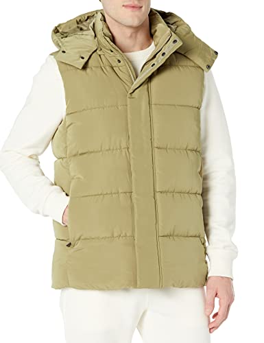 Amazon Essentials Herren Wasserabweisende Daunenweste aus recyceltem Polyester mit Kapuze in lockerer Passform (zuvor Amazon Aware), Salbeigrün, M von Amazon Essentials