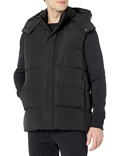Amazon Essentials Herren Wasserabweisende Daunenweste aus recyceltem Polyester mit Kapuze in lockerer Passform (zuvor Amazon Aware), Verwaschenes Schwarz, S von Amazon Essentials