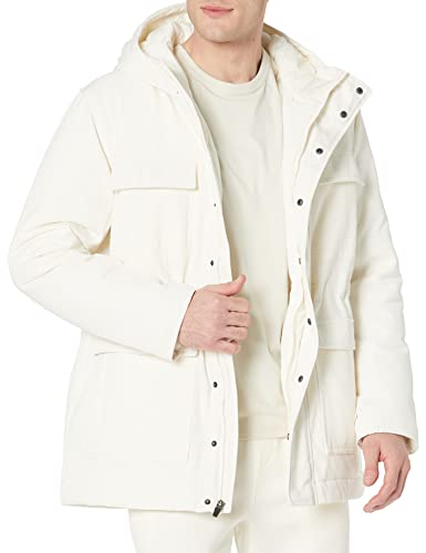 Amazon Essentials Herren Wasserabweisender Parka aus recyceltem Polyester mit Kapuze in lockerer Passform (zuvor Amazon Aware), Elfenbein, L von Amazon Essentials