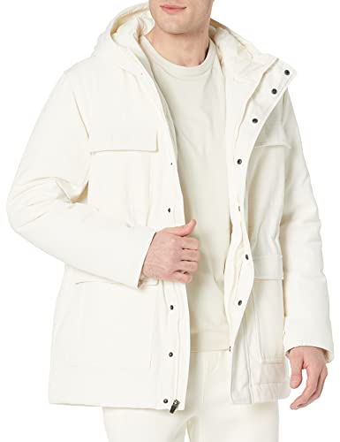 Amazon Essentials Herren Wasserabweisender Parka aus recyceltem Polyester mit Kapuze in lockerer Passform (zuvor Amazon Aware), Elfenbein, XS von Amazon Essentials