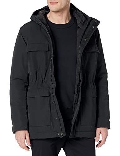 Amazon Essentials Herren Wasserabweisender Parka aus recyceltem Polyester mit Kapuze in lockerer Passform (zuvor Amazon Aware), Verwaschenes Schwarz, XS von Amazon Essentials